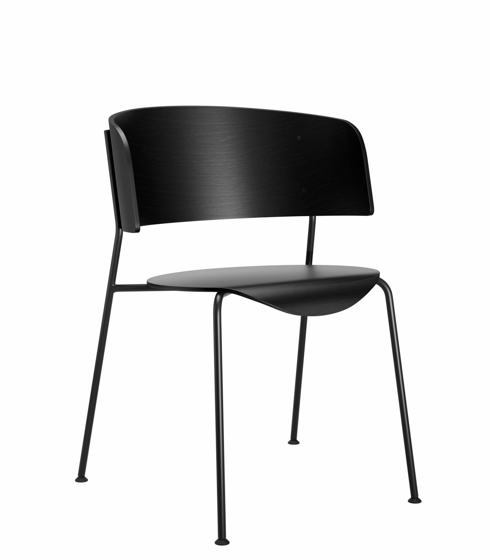 WAGNER Armlehnstuhl OUT mit schwarzem Gestell, Sitzfläche und Rückenlehne aus Holz, moderne Stuhl für Esszimmer.